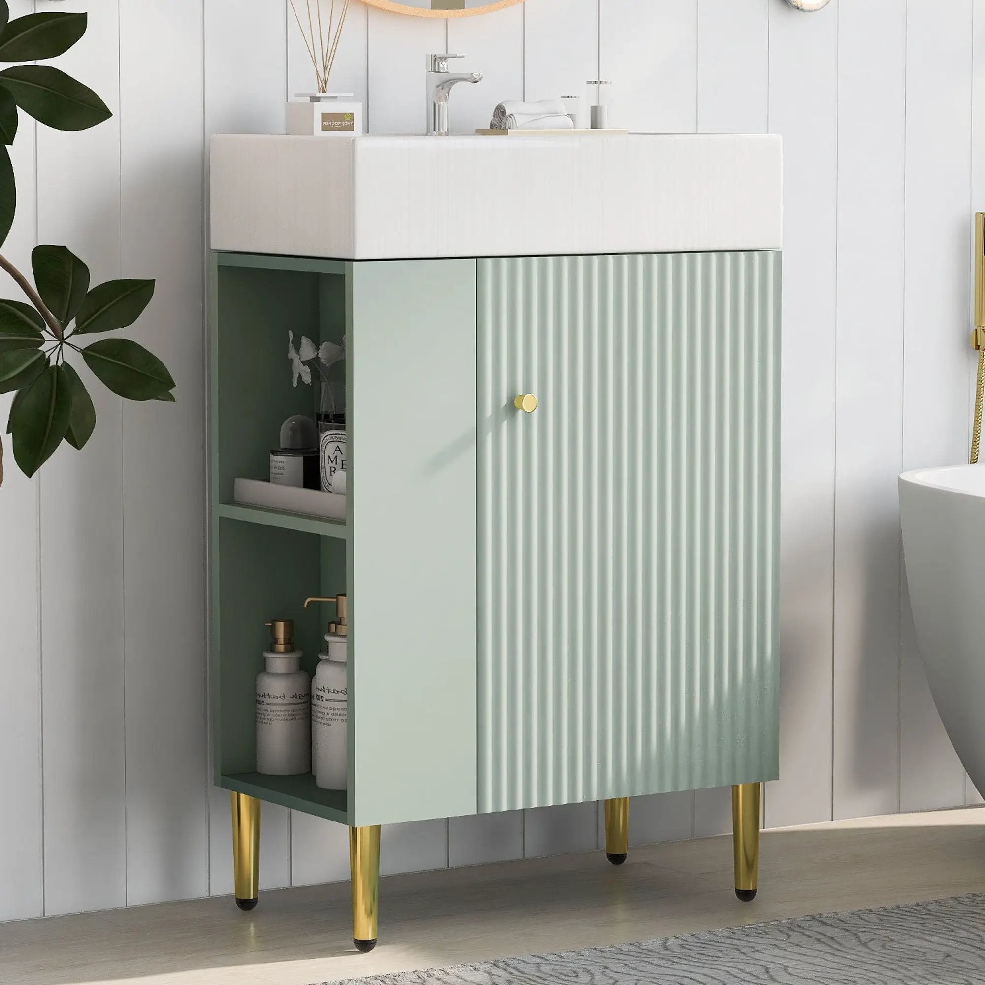 Bathroom Vanity, Combo Cabinet, Bathroom Storage Cabinet, Single Ceramic Sink by HouseOfZazla