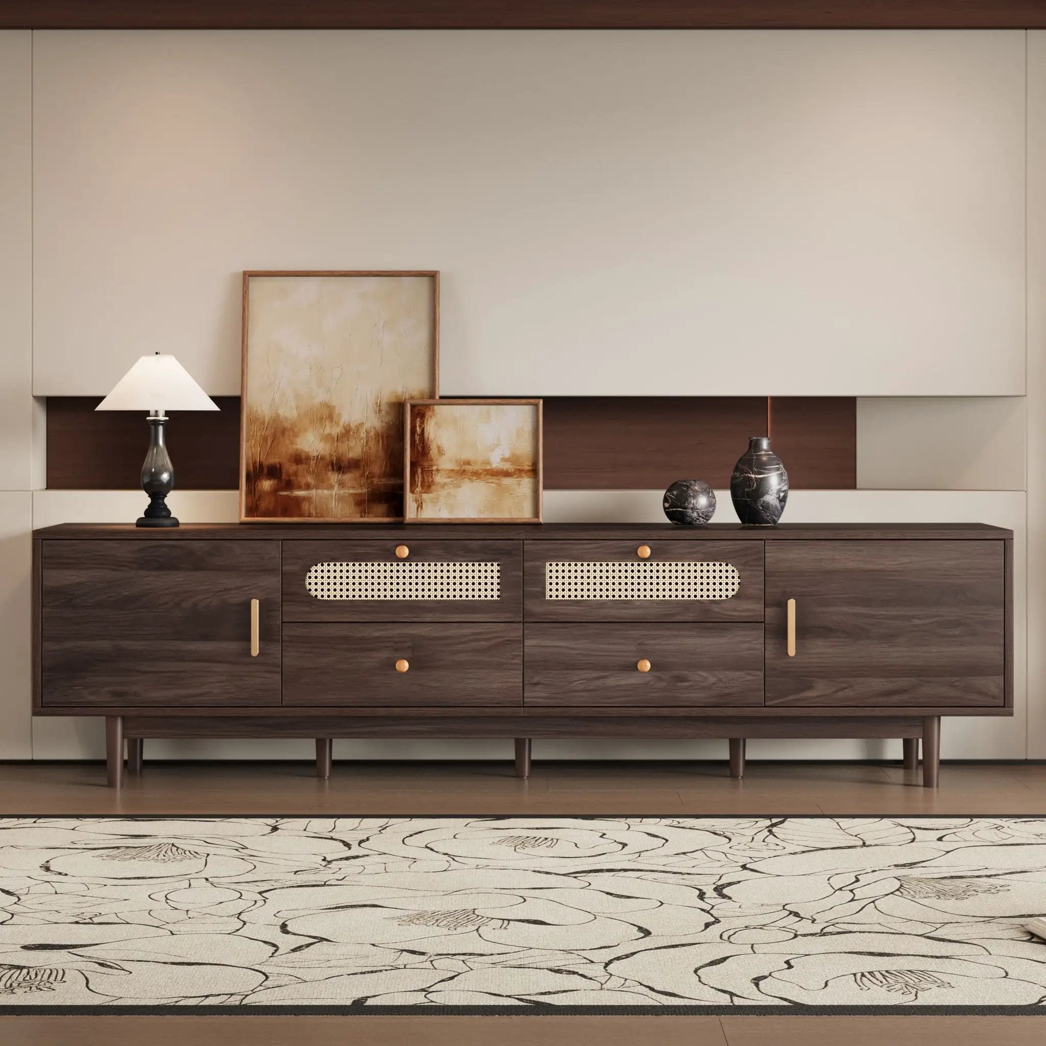TV Stand With Drawers, Accent Entertainment Center For Living Room - Dark Brown by Unique Piece Furniture