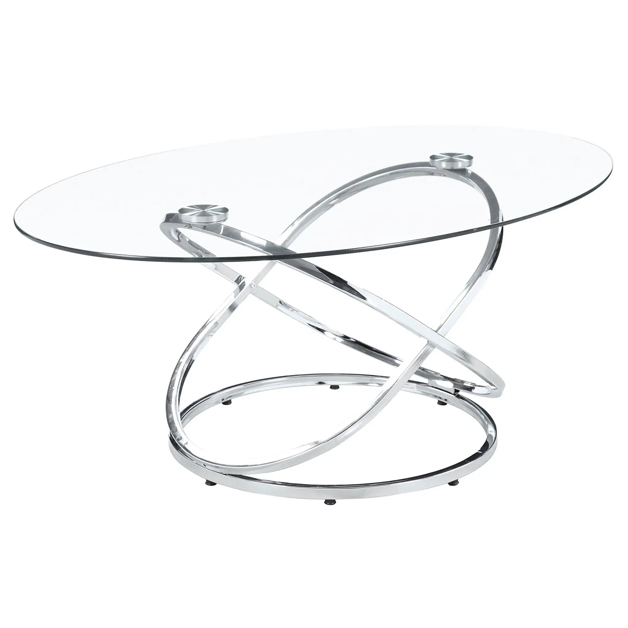 Warren 3-piece Oval Glass Top Coffee Table Set Chrome by Unique Piece Furniture