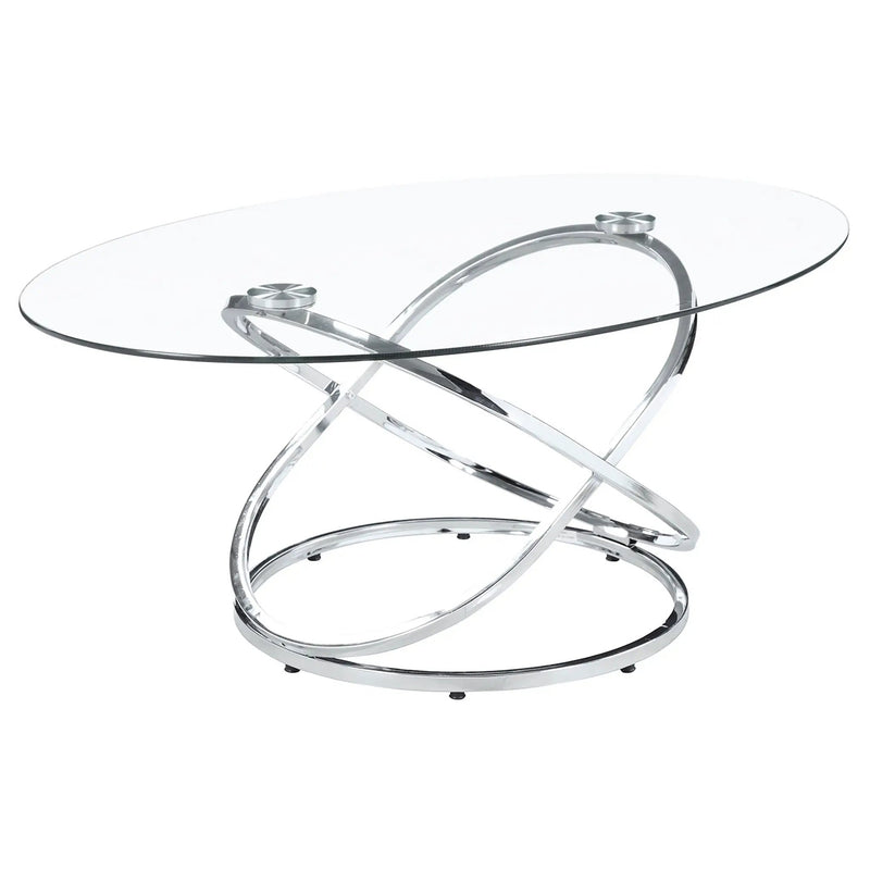 Warren 3-piece Oval Glass Top Coffee Table Set Chrome by Unique Piece Furniture