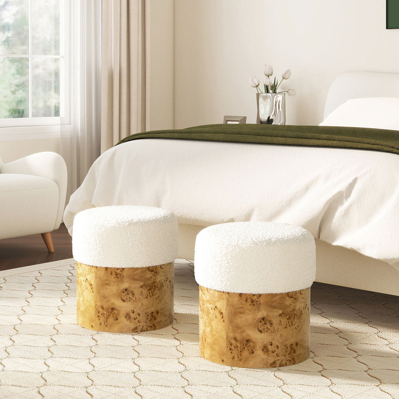 Nebula - Round Upholstered Ottoman - White by HouseOfZazla