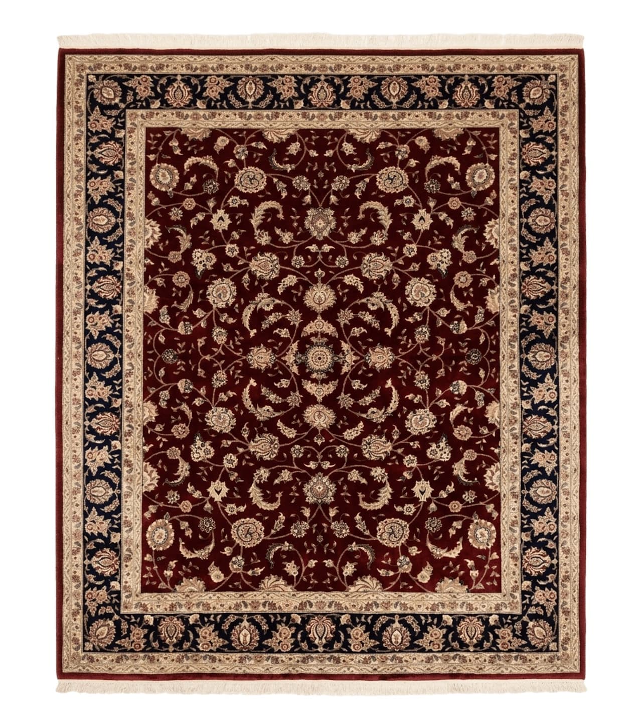 Maroon Persian Area Rug 8x10, Floral Allover, Pak Persian, Wool and Silk Highlights, Traditional Oriental Carpet by Jewel Rugs