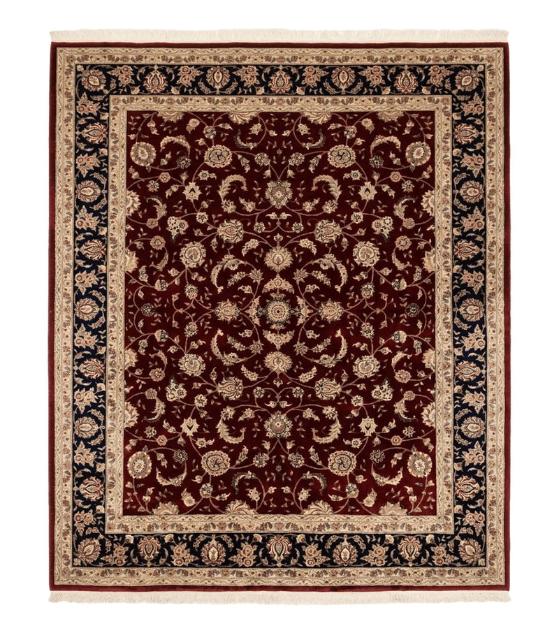 Maroon Persian Area Rug 8x10, Floral Allover, Pak Persian, Wool and Silk Highlights, Traditional Oriental Carpet by Jewel Rugs