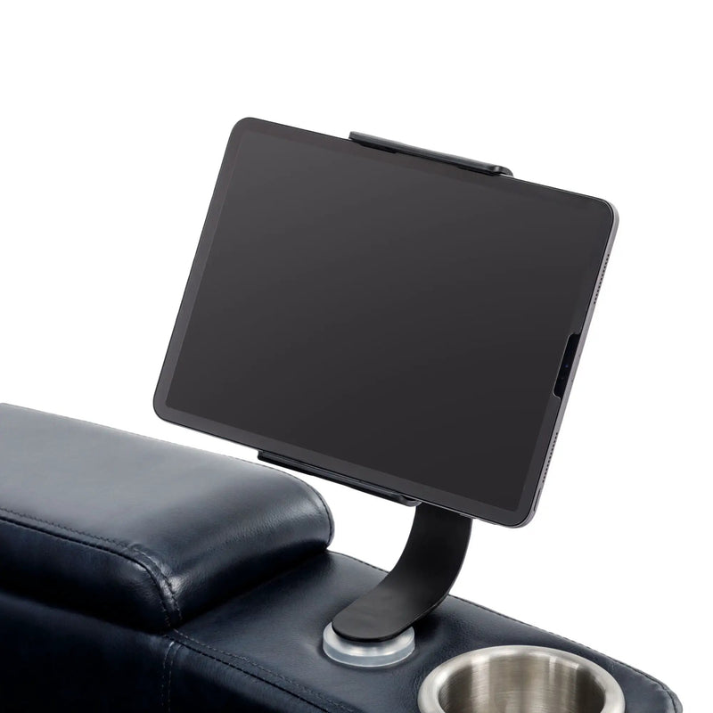 270° Power Swivel Recliner Home Theater Chair With Hidden Arm Storage, LED Light, Cup Holder, And Tray Table by HouseOfZazla