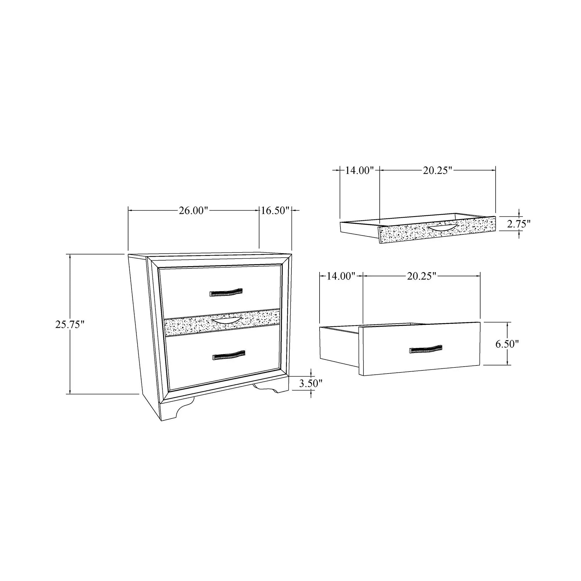 Ryder - Sparkle Nightstand - Gray by Unique Piece Furniture