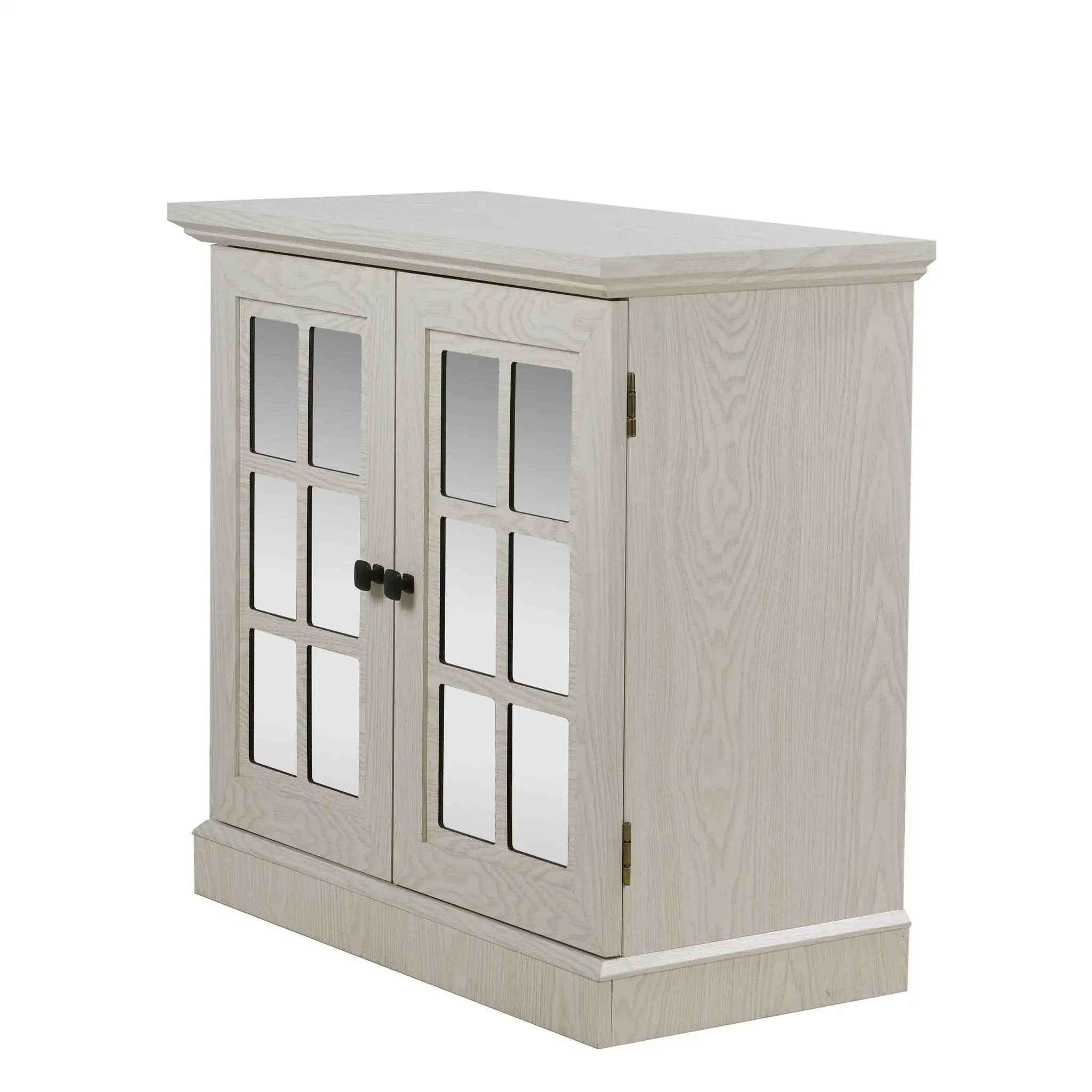 Sideboard Cabinet With Mirrored Doors, Adjustable Shelf, Metal Handles