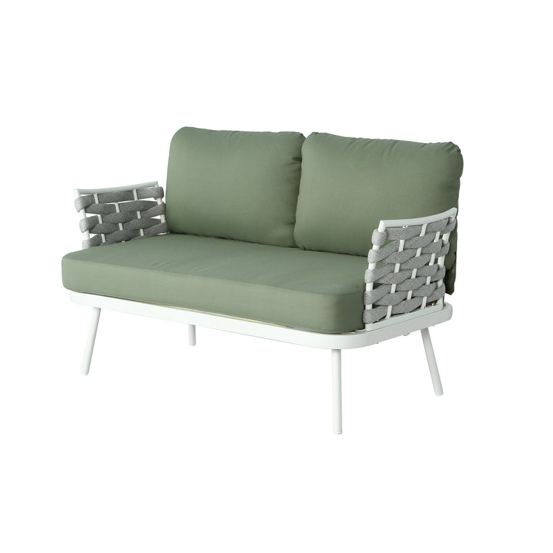 Mariano Steel 4-Pieces Conversation Set, Off White+Green by HouseOfZazla