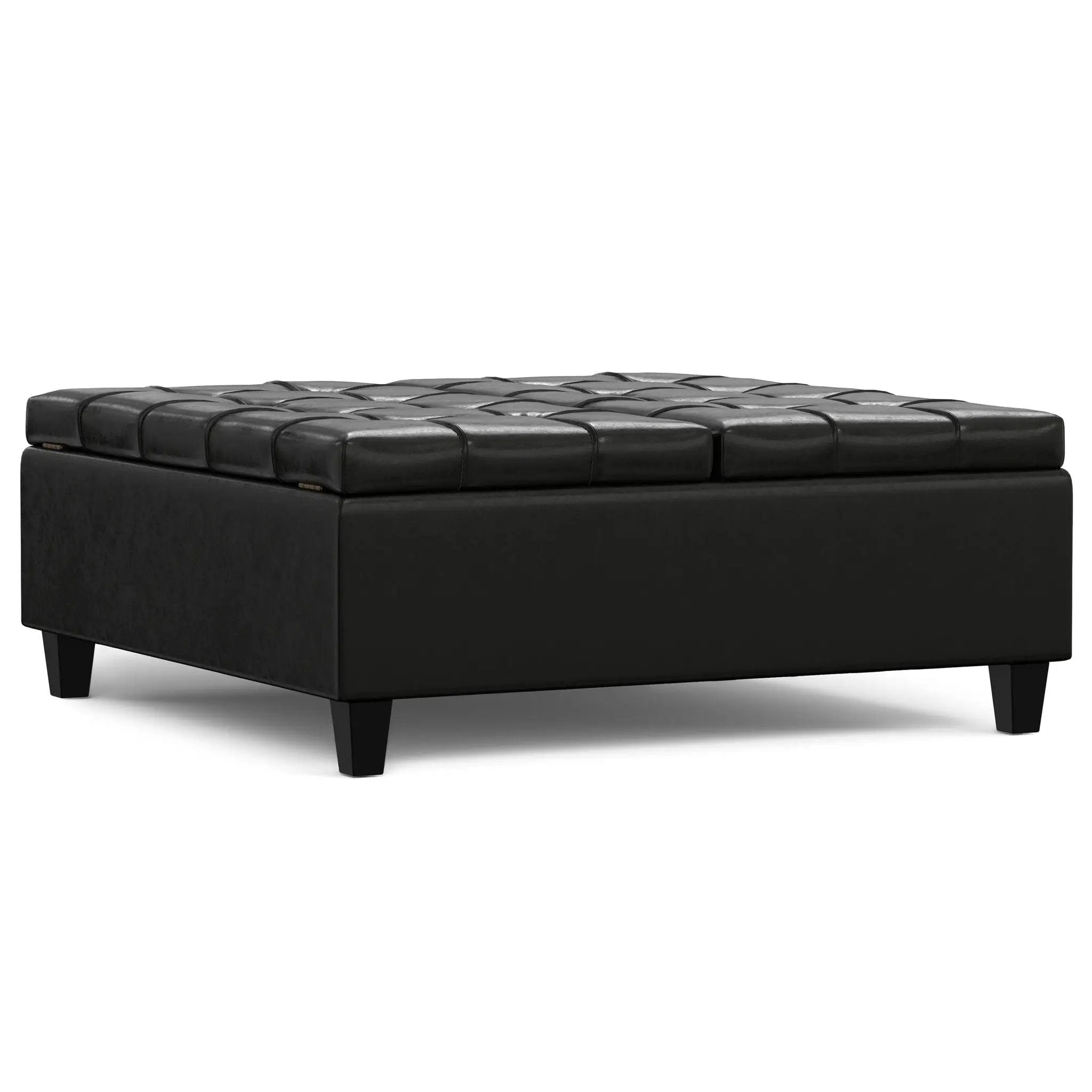 Harrison - Large Square Coffee Table Storage Ottoman - Black by Unique Piece Furniture