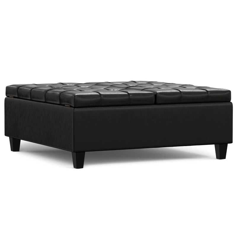 Harrison - Large Square Coffee Table Storage Ottoman - Black by Unique Piece Furniture