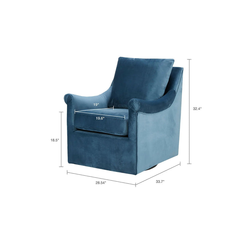 Swivel Chair With Curved Arms And Straight Back - Blue by Unique Piece Furniture