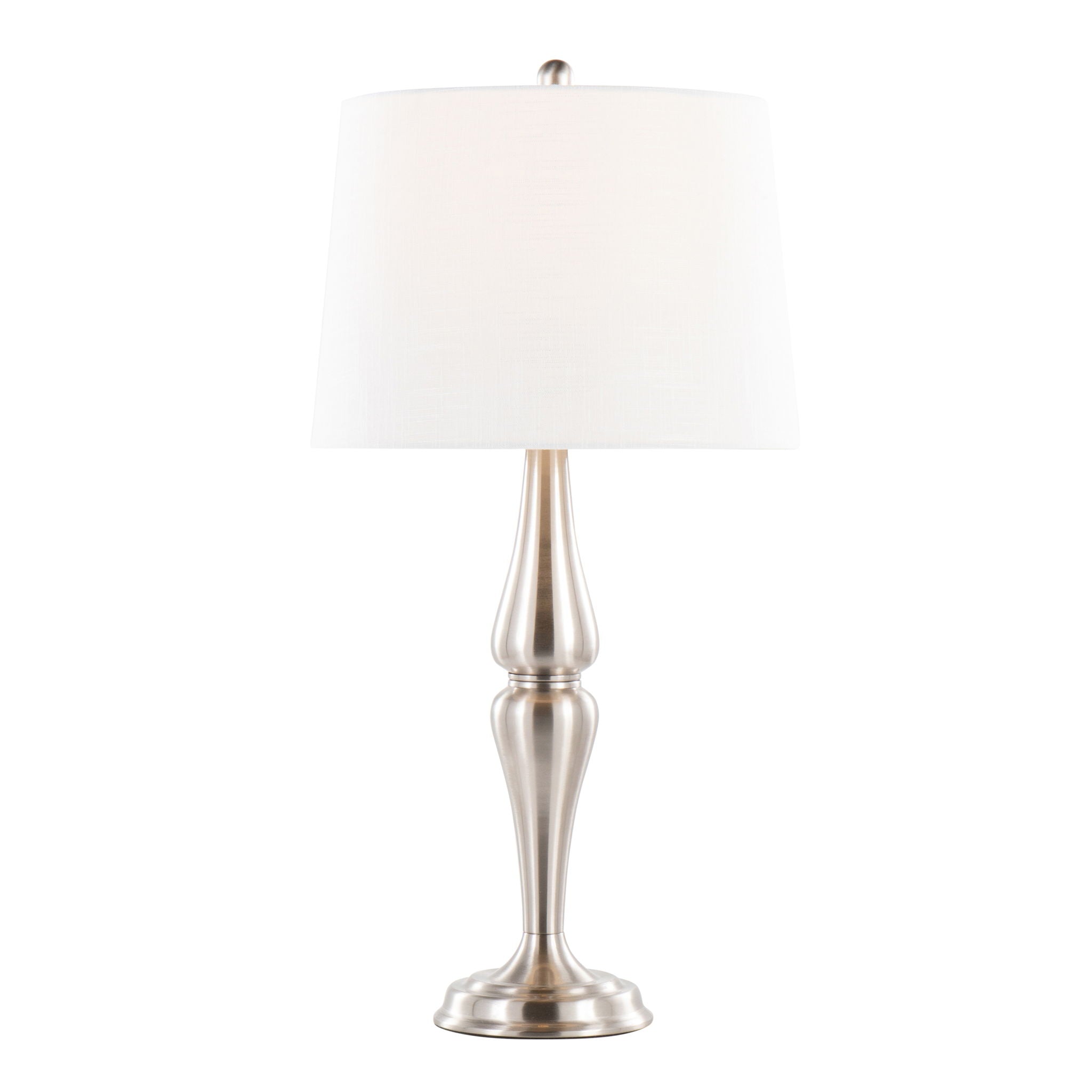 Sawyer - Contemporary Table Lamp (Set of 2) - Nickel / White by HouseOfZazla