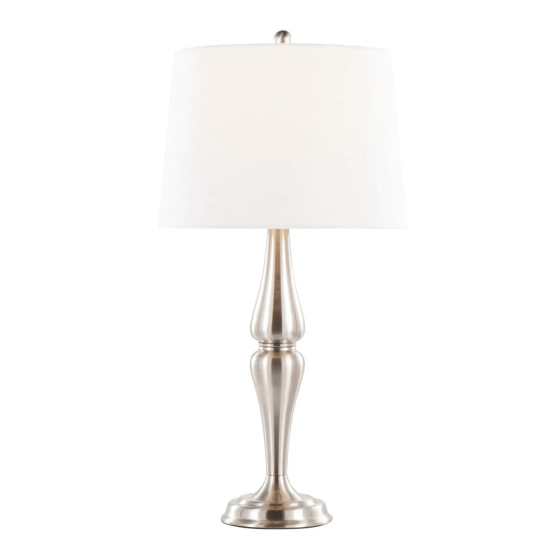 Sawyer - Contemporary Table Lamp (Set of 2) - Nickel / White by HouseOfZazla