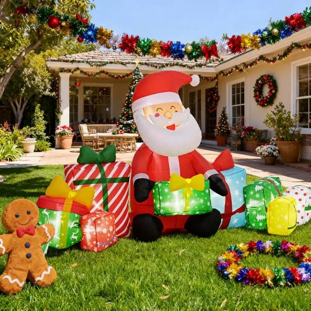 Inflatable Santa Claus And Gift Boxes Outdoor Display by HouseOfZazla