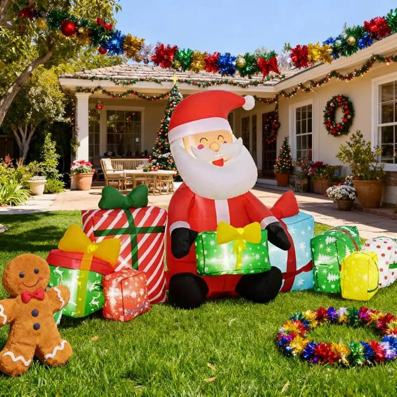 Inflatable Santa Claus And Gift Boxes Outdoor Display by HouseOfZazla