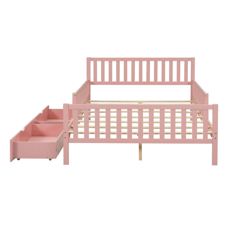 Platform Bed With Guardrails On Both Sides And 2 Storage Drawers by Unique Piece Furniture