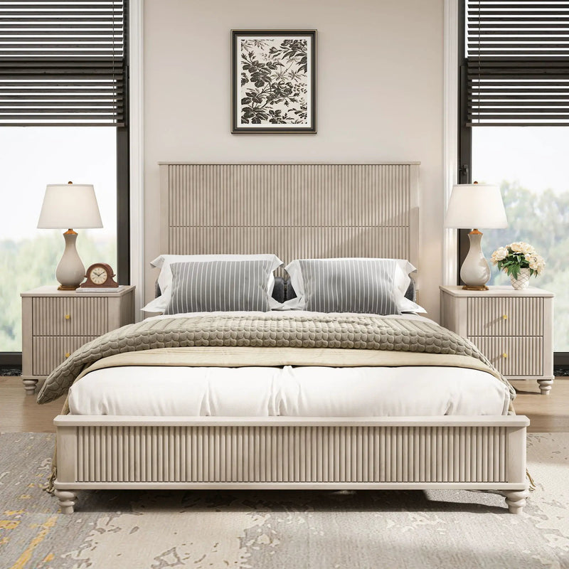 Platform Bed Frame With Tall Headboard by HouseOfZazla