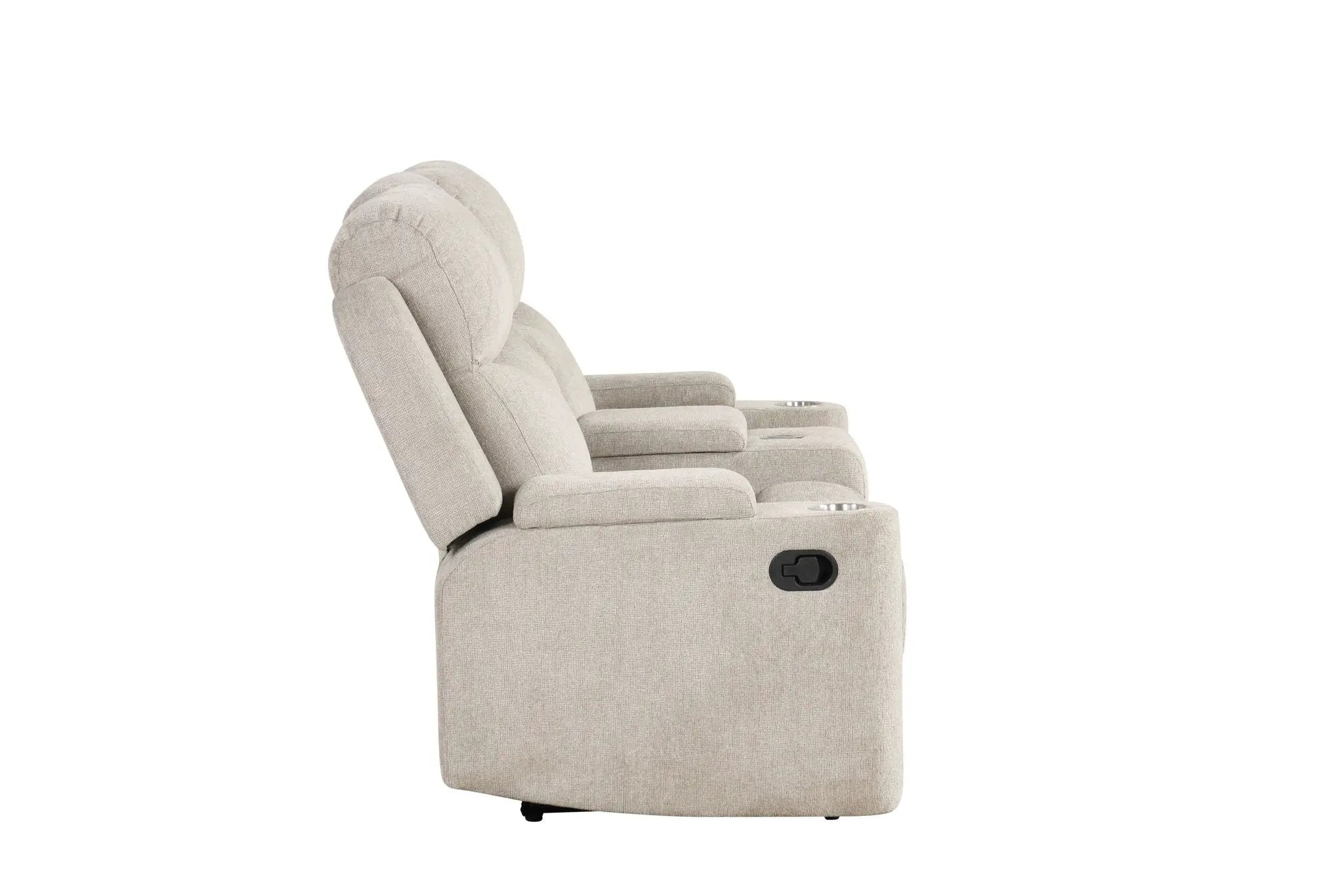 Galya - Motion Loveseat With Console - Light Gray by HouseOfZazla