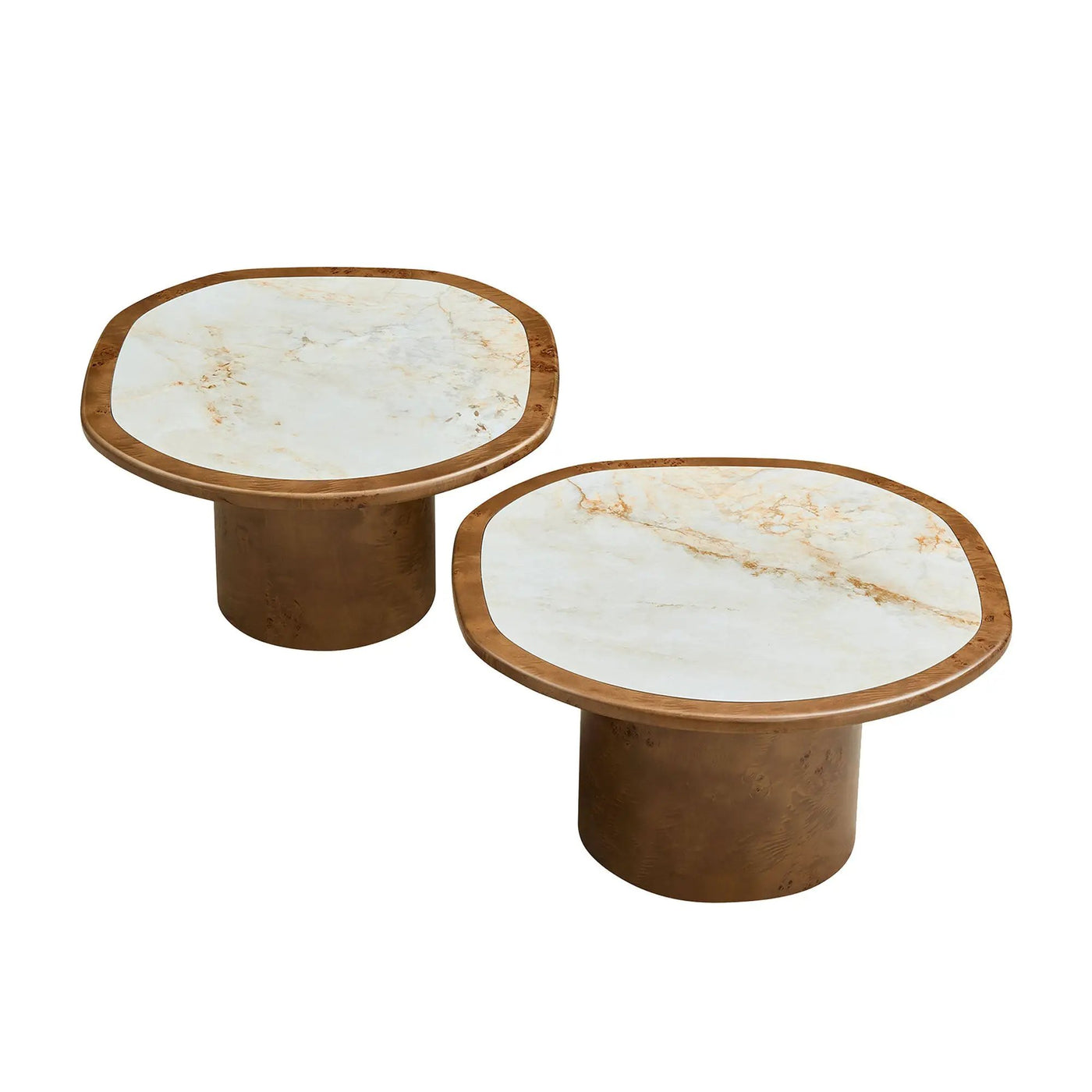 Irregular Coffee Table Set - 2pcs Burl Wood Veneer by HouseOfZazla