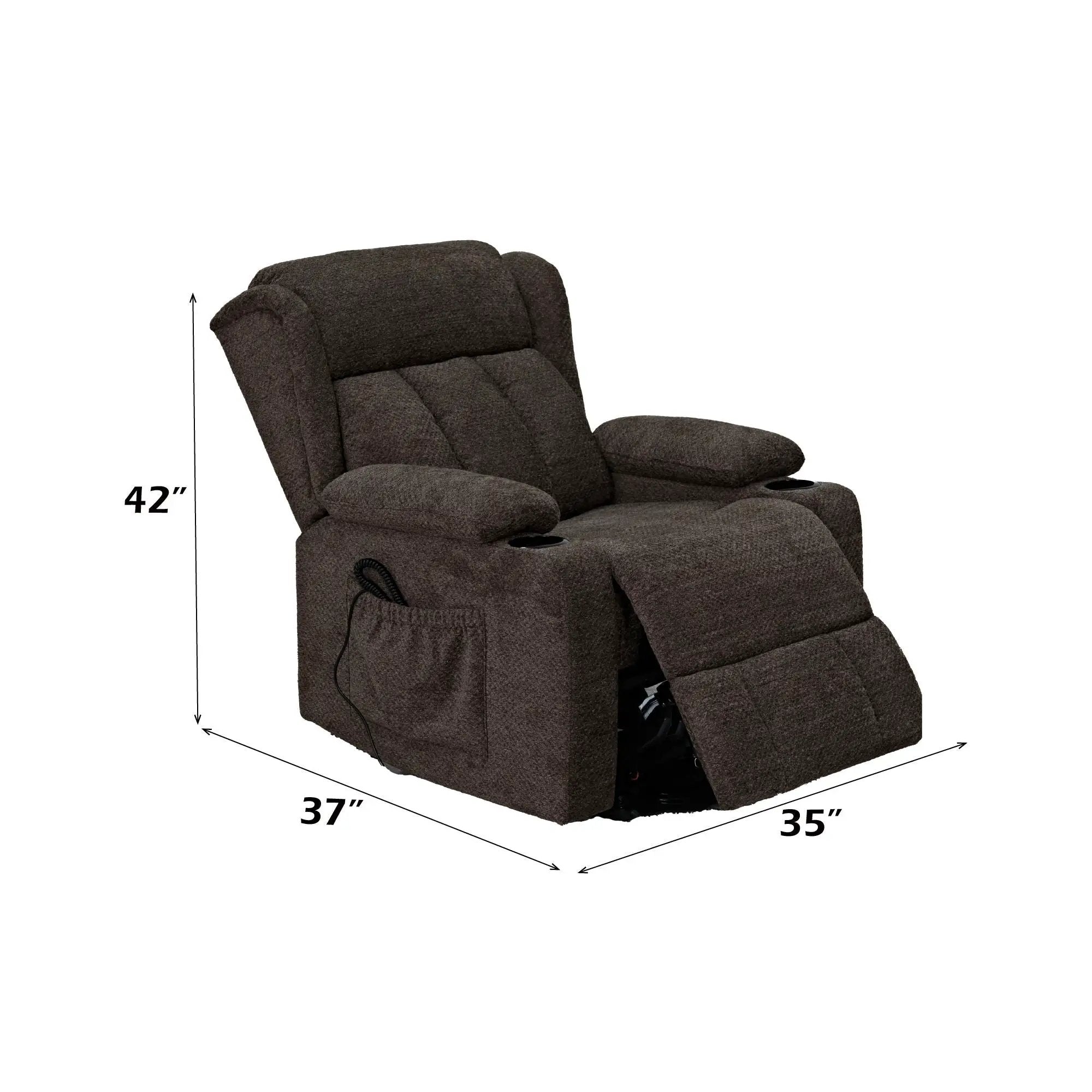 Lusio - Power Motion Recliner With Lift & Cup Holder - Brown by Unique Piece Furniture
