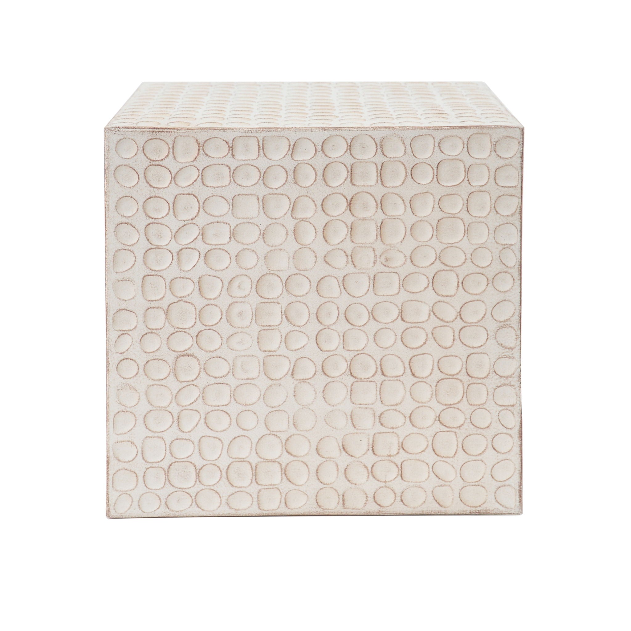 Chic Modern MGO Cube Side Table with Fluted Design - Antique Brown by HouseOfZazla