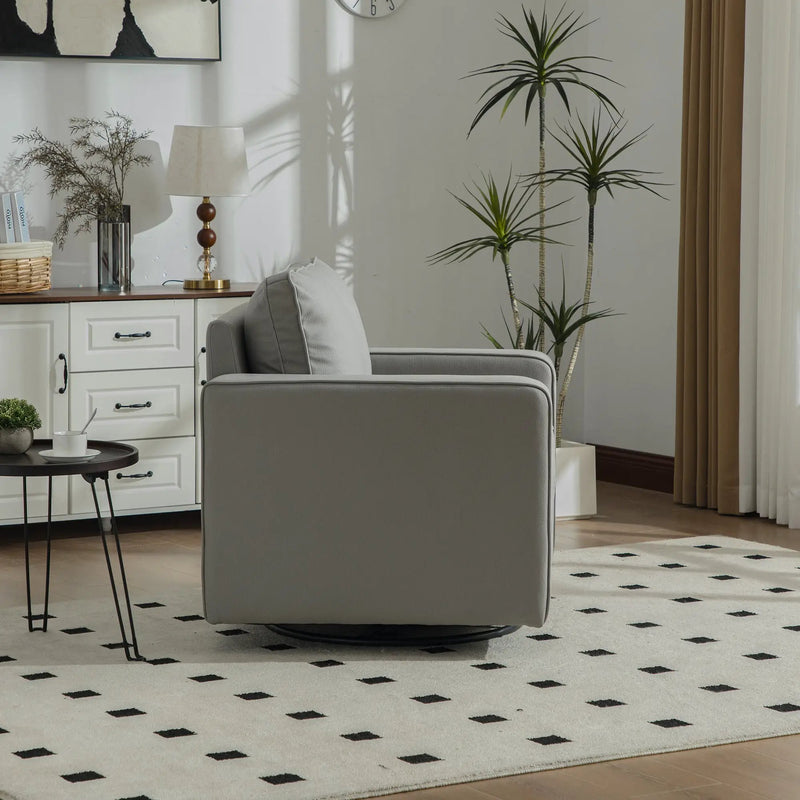 33.6''W Upholstered 360° Swivel Armchair with Hidden Storage by HouseOfZazla