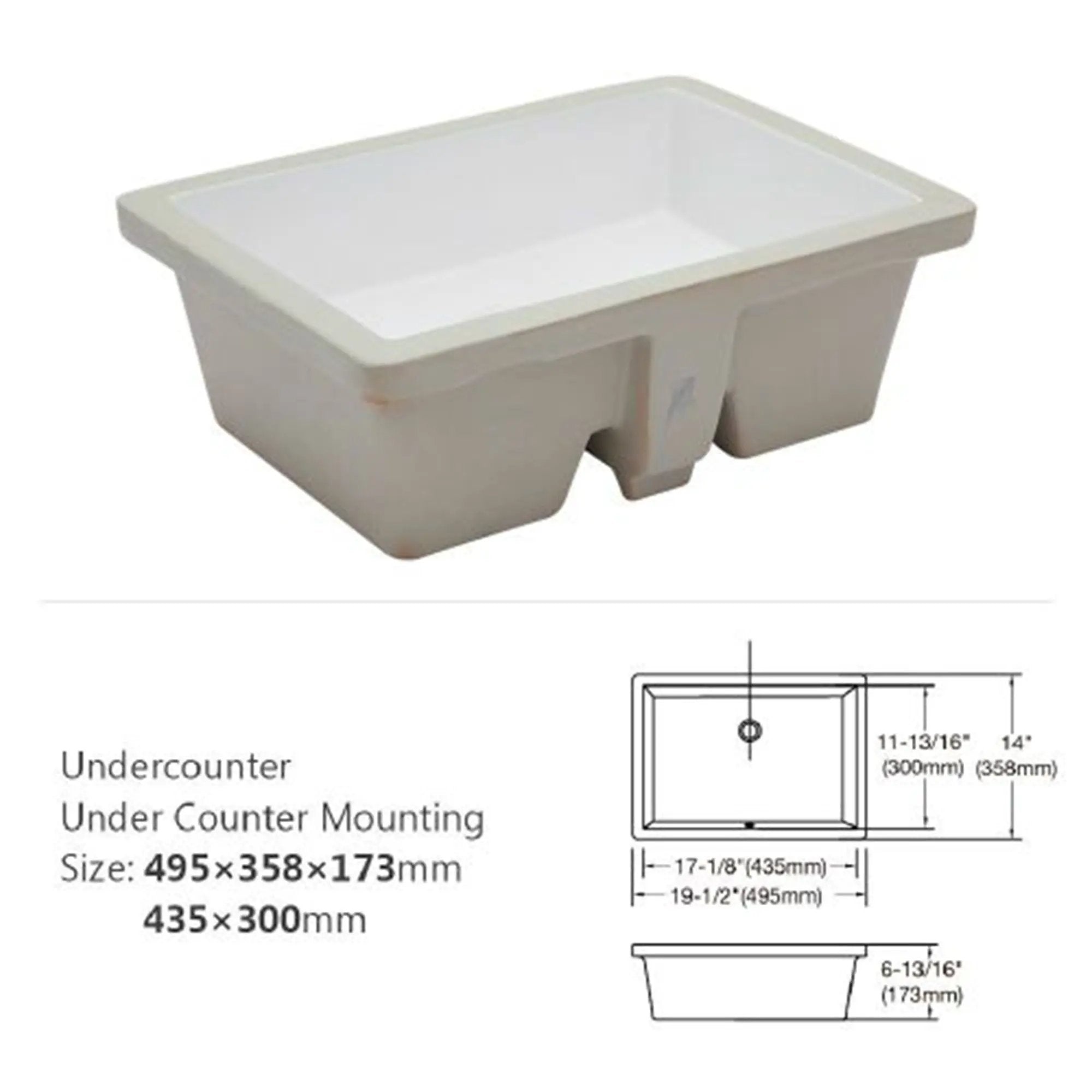 Modern Ceramic Rectangular Undermount Bathroom Sink With Overflow by HouseOfZazla