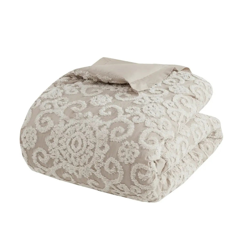 Cotton Comforter Mini Set Taupe King by HouseOfZazla