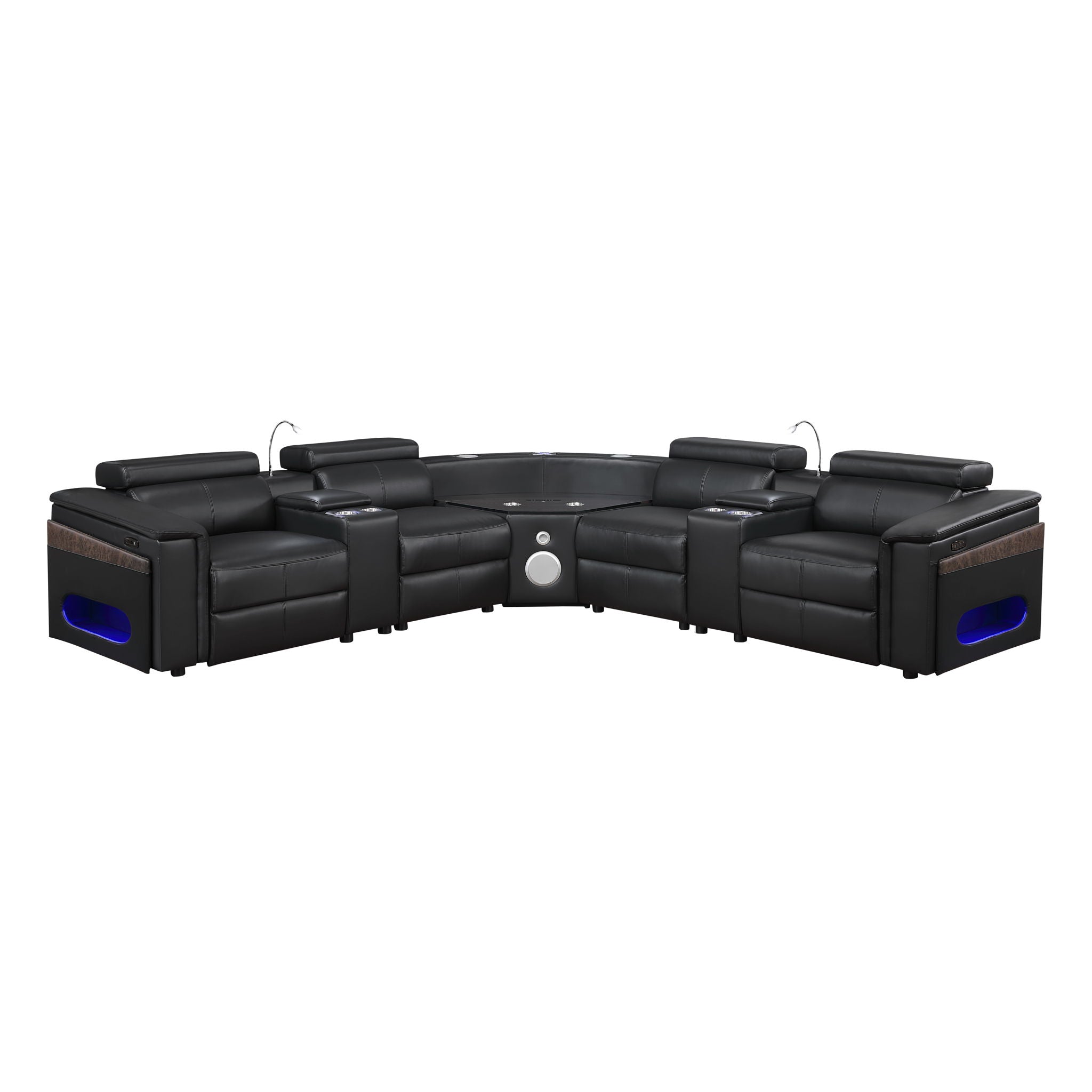 Nova - Sectional With Bluetooth Speaker, LED And Lifting Wine Cabinet by HouseOfZazla