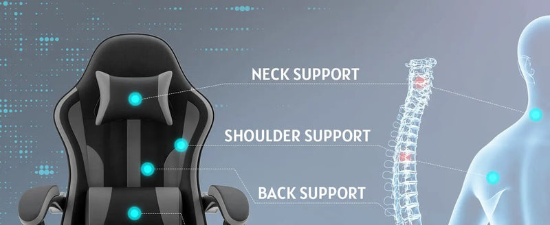 Ergonomic Gaming Chair with Footrest and Lumbar Support by HouseOfZazla
