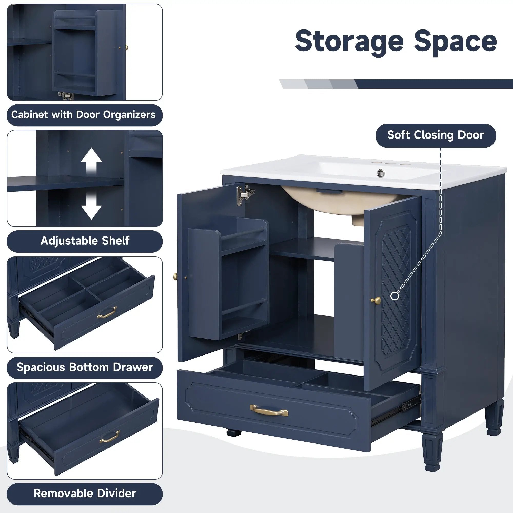 60" Bathroom Vanity with Double Sink Combo Set by HouseOfZazla