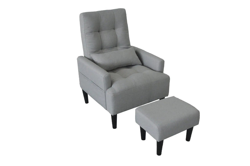 Living Room Sofa Single Chair And Ottoman, Modern Multi-Function Fabric Living Room Sofa Lounge Chair Bed And Stool. Soft Leisure Single Chair Adjustable Into 5 Angles With Sofa Bed by HouseOfZazla
