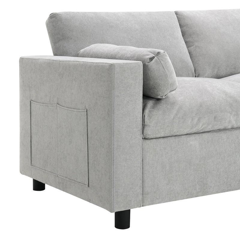 Modular Sectional With Storage Pockets, 5 Seat U Shaped Couch Set With Pillows, Free Combination Modern Cloud Sofa With 2 Movable Ottoman by HouseOfZazla