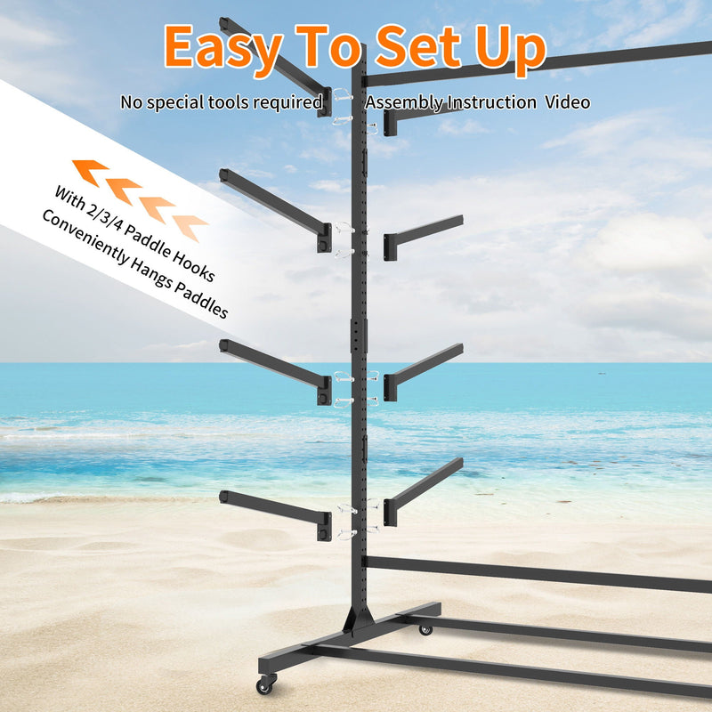 Freestanding Kayak Storage Rack With Lockable Wheels For Kayak, Canoe, Sup & Surfboard by HouseOfZazla