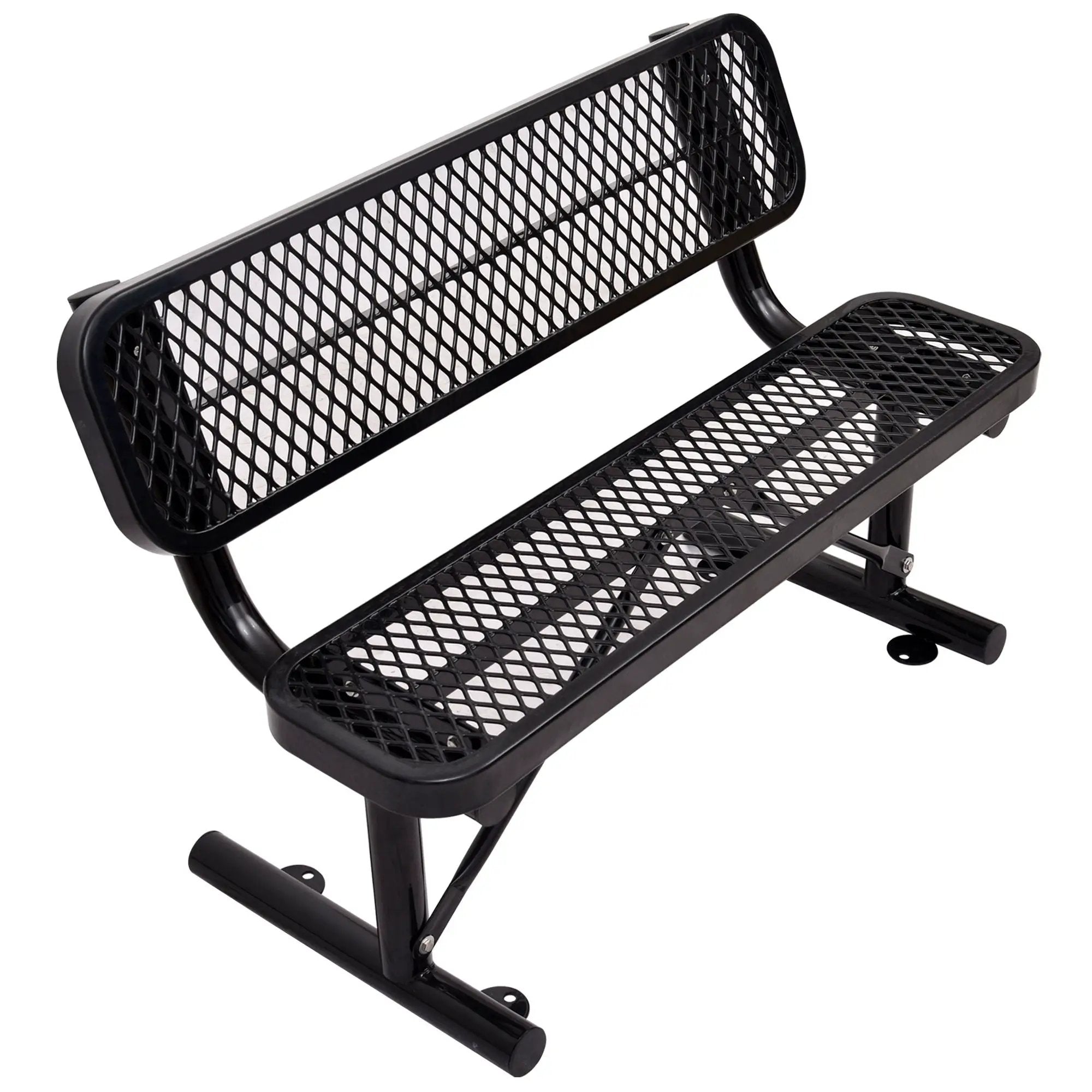 6' Outdoor Steel Bench With Backrest by HouseOfZazla