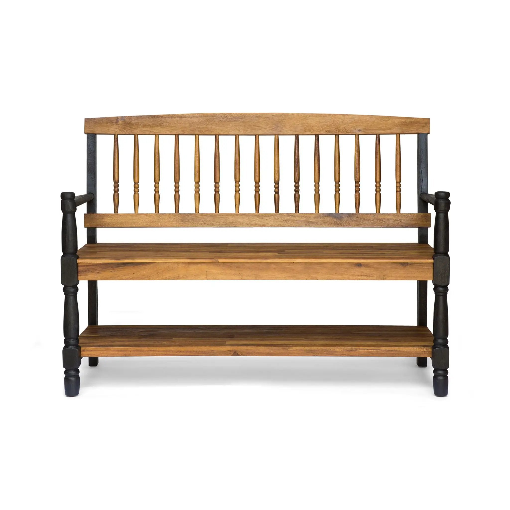Slatted Bench With Built In Shelf by HouseOfZazla