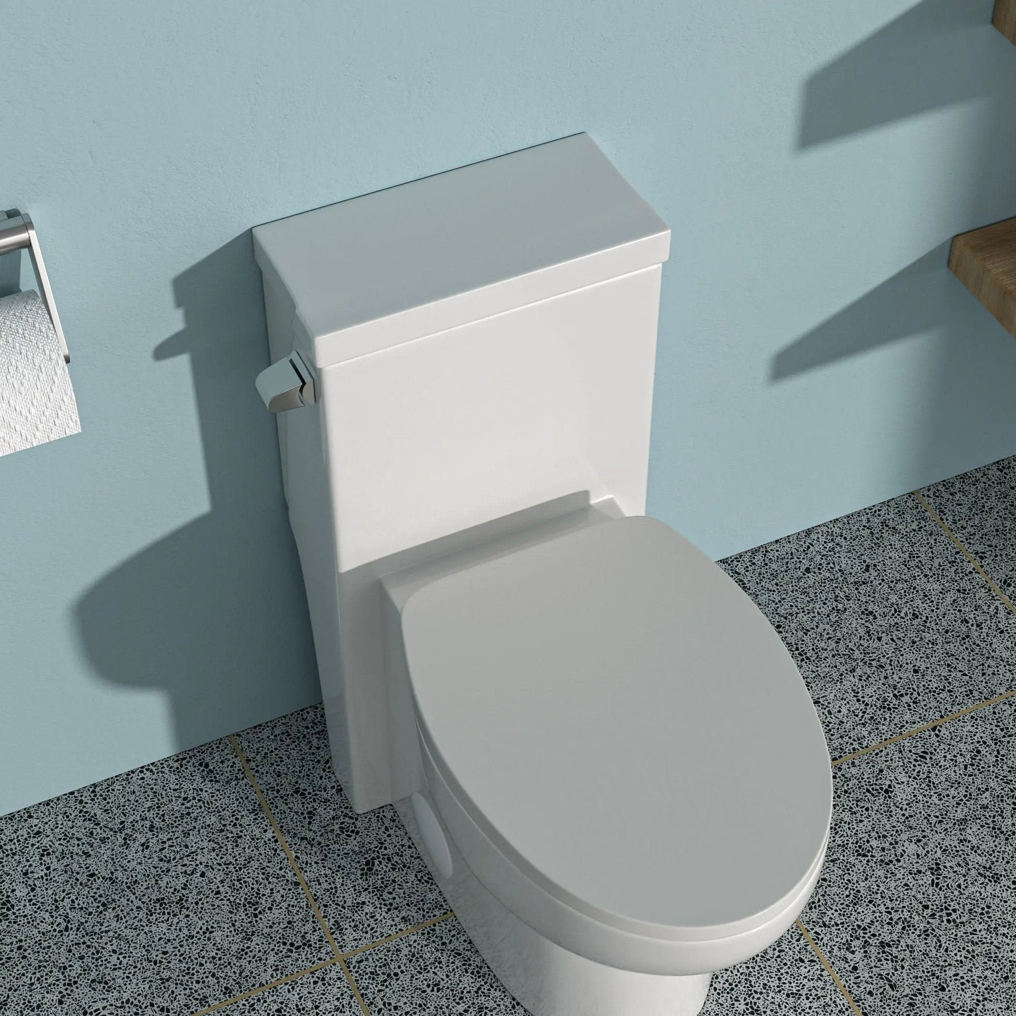 Modern Ceramic 1 Piece Toilet With Soft Closing Seat - White by HouseOfZazla