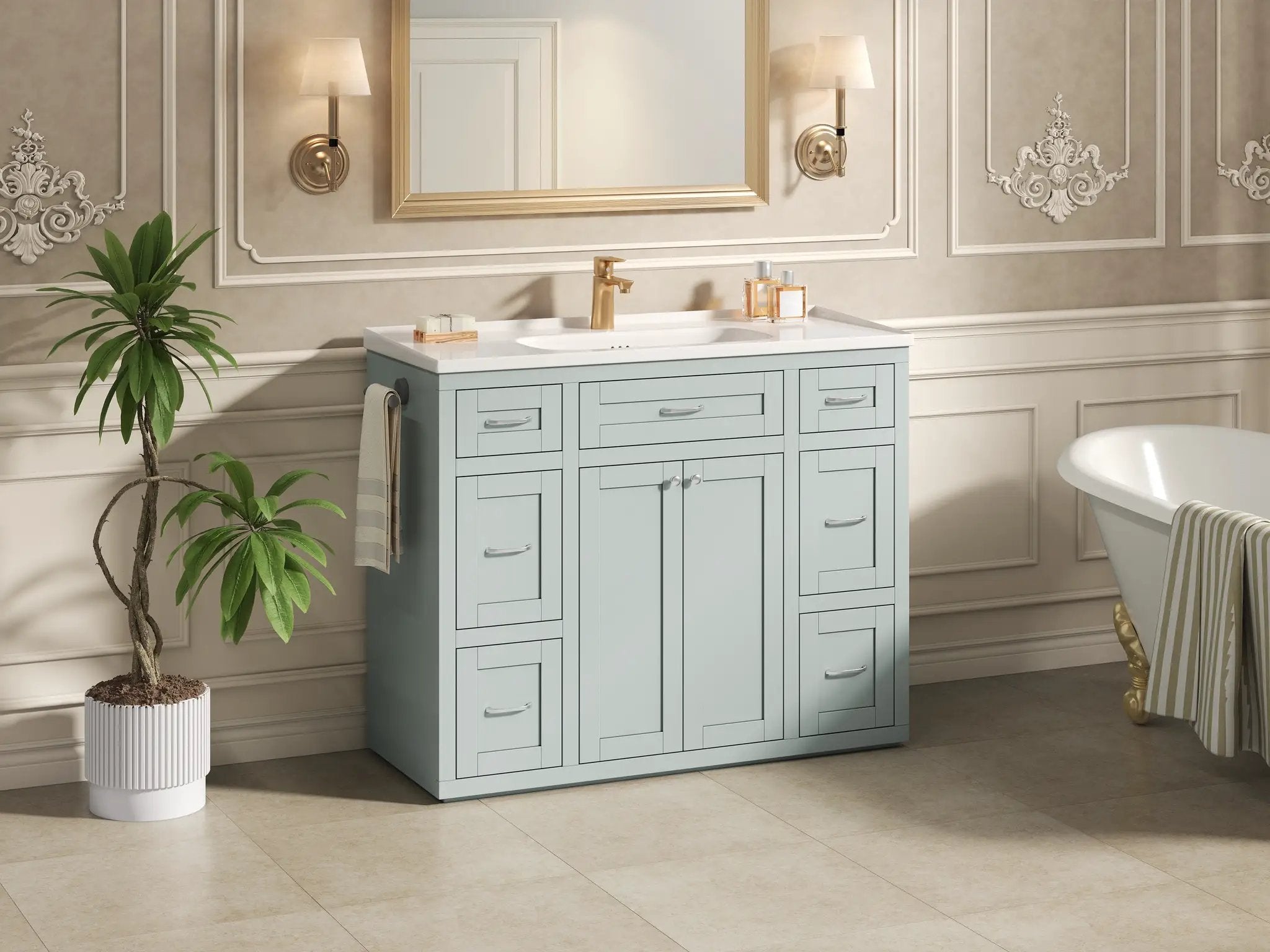 48" Mint Green Bathroom Vanity by HouseOfZazla