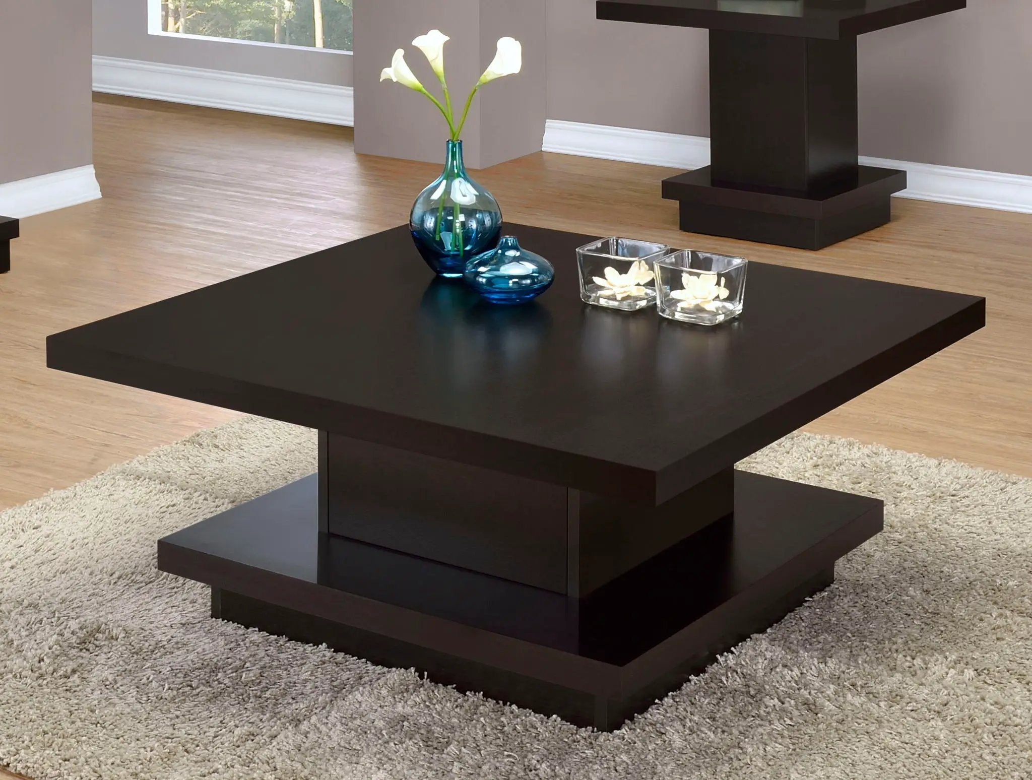 Reston Square Engineered Wood Coffee Table with Casters Cappuccino by Unique Piece Furniture