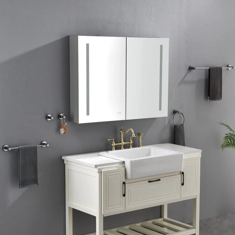 LED Lighted Bathroom Medicine Cabinet - 40 x 30 Inch by HouseOfZazla