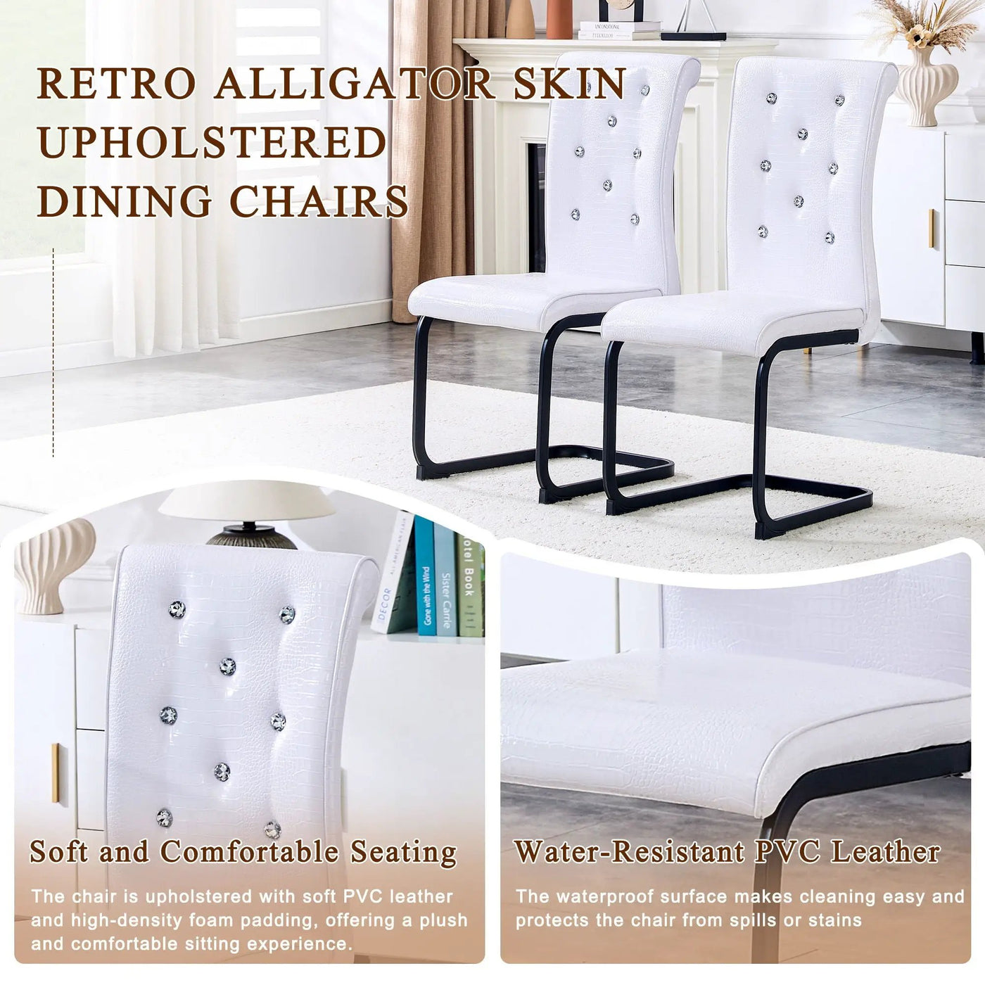 Alligator Skin Upholstered Dining Chairs by HouseOfZazla