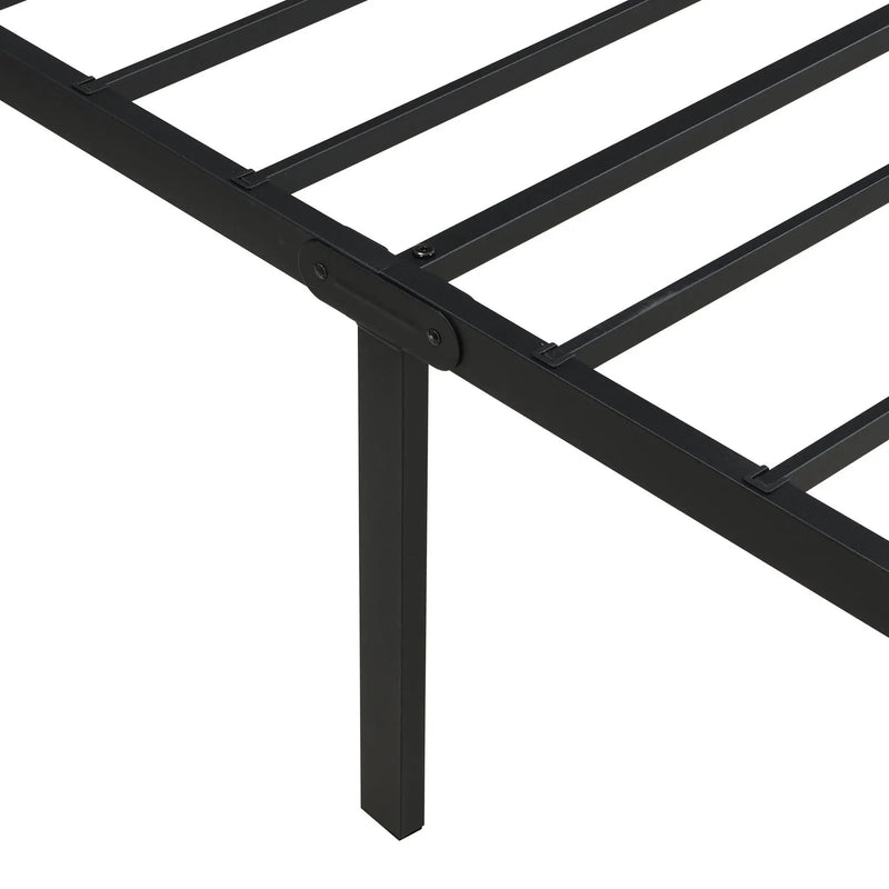 Heavy Duty Queen Size Bed Frame With Quiet Support - Black