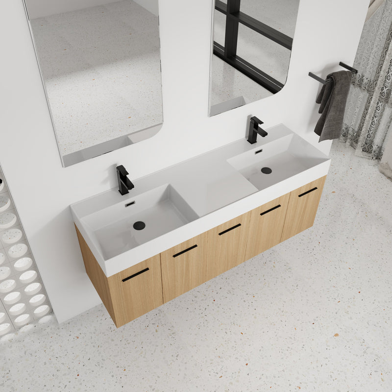 60" Floating Double Sink Bathroom Vanity with Extra-Large Storage by HouseOfZazla