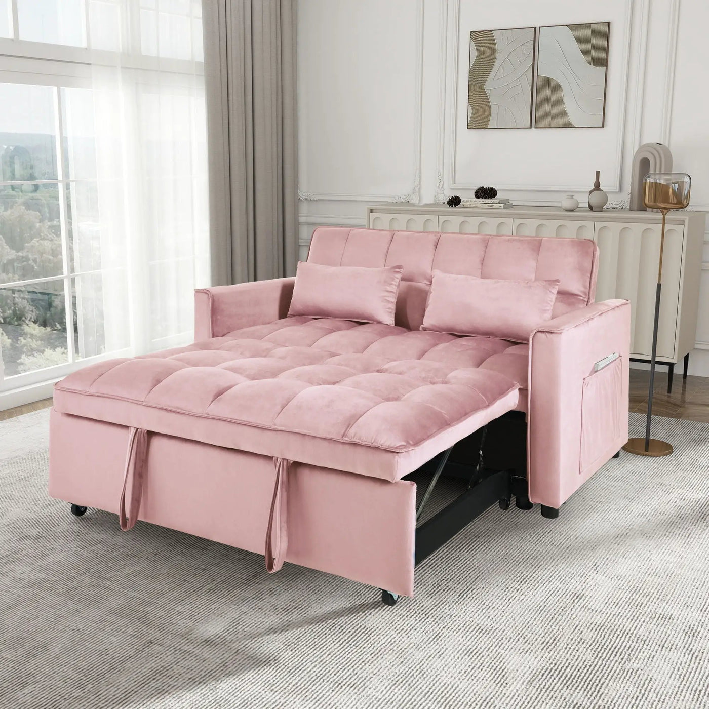 3 In 1 Pull Out Couch Convertible Sofa Bed With Reclining Backrest by Unique Piece Furniture