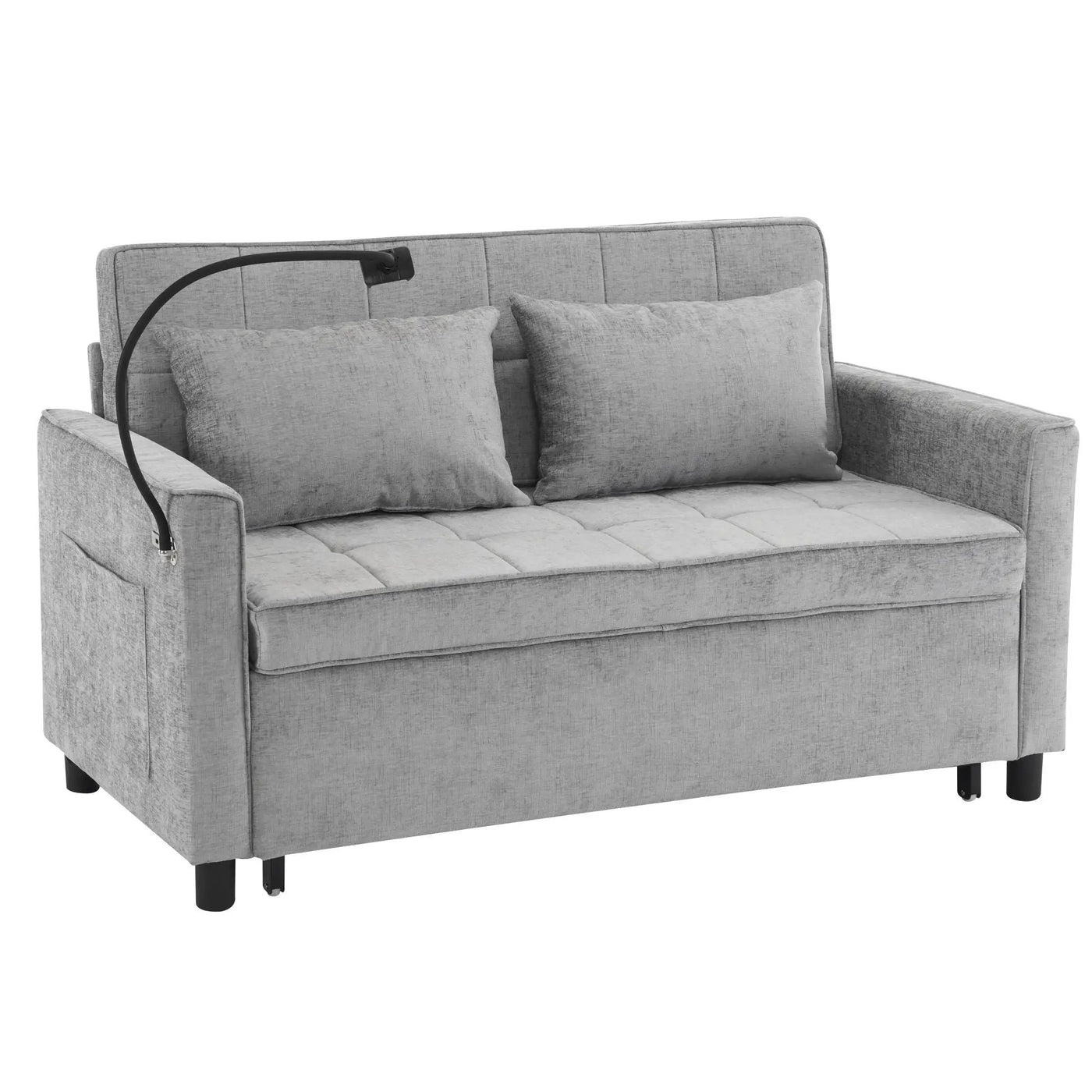 Pull-Out Sleeper Sofa With Reversible Backrest Cushion, Side Pockets, 2 USB Ports And A Phone Holder For Living Room by HouseOfZazla