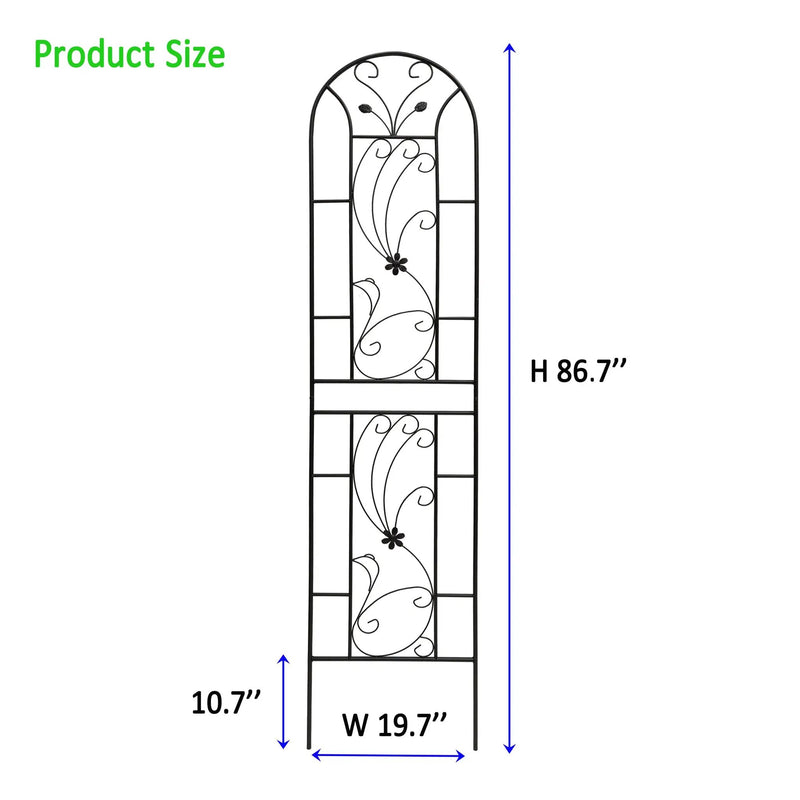 4 Pack Metal Garden Trellis 86.7'' x 19.7'' Rustproof Black by HouseOfZazla