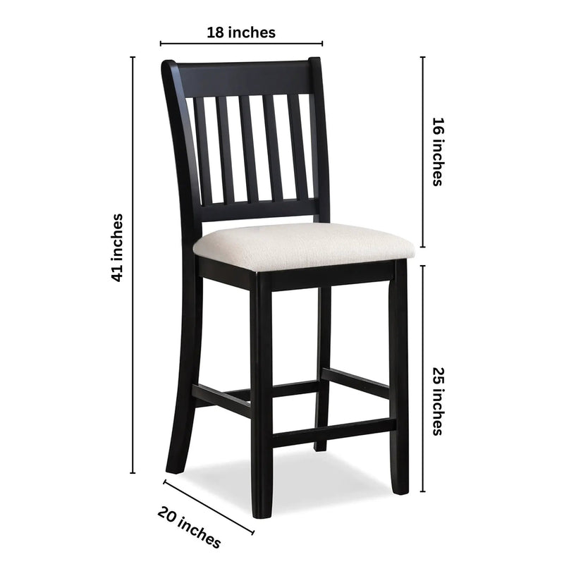 Transitional Rubberwood Dining Room Chairs (Set of 2) With Slatted Back - Black by HouseOfZazla
