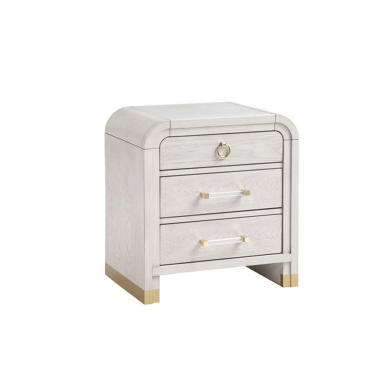 Malco - Nightstand With Spacious Drawer And Gold Metal Fluted Detailing - Black White by Unique Piece Furniture
