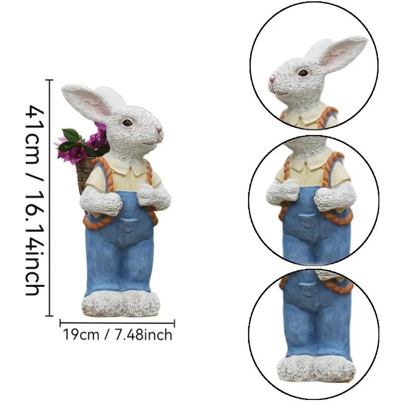 Simulated Couple Rabbit Statue Flower Pot Ornament by HouseOfZazla
