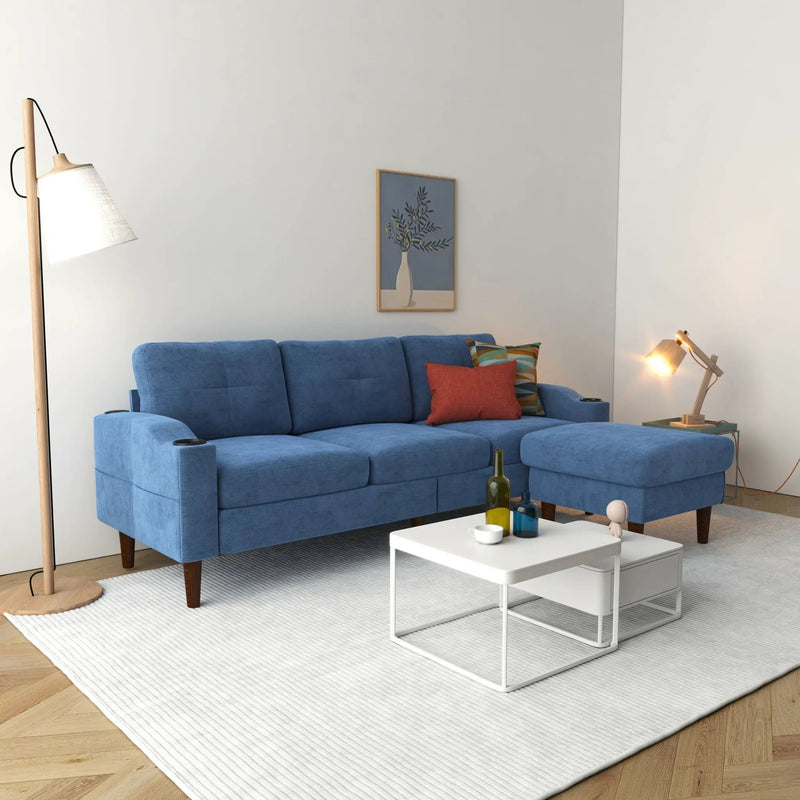3 Seater Convertible Combination L Shaped Sofa With Footstools With Storage by Unique Piece Furniture