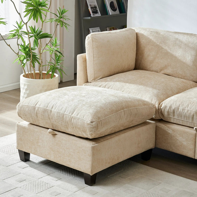 96.5" L Shape Sectional Couch with Ottoman by HouseOfZazla